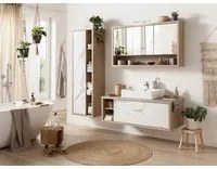 Mobili arredo bagno prezzi bassi, bagno in finitura Rovere e Marmo bianco, ZCMLADACOMP