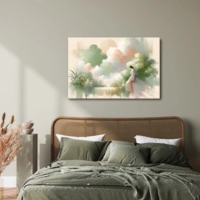 Quadro su tela – Donna in paesaggio romantico
