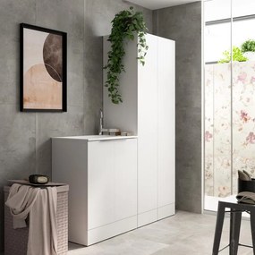 Mobile lavanderia Jnka 2 ante in truciolare bianco lucido P 45 x L 70 x H 89 cm