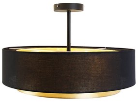 Plafoniera moderna nera con oro 50 cm 3 luci - Drum Duo