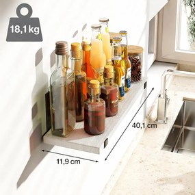 Set 5 Mensole da Parete 40x12x1,5 cm Scaffali da Muro con Staffe in Metallo Bianco...