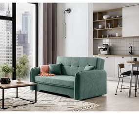 Divano verde allungabile/con contenitore e rivestimento in ciniglia 155 cm Laine – ELTAP