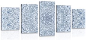 Quadri 5 pezzi – Mandala decorativa dettagliata in blu