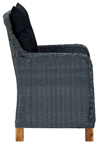 Sedie da giardino con cuscini 2 pz in polyrattan grigio scuro