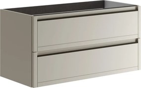 Mobile da bagno sospeso sotto lavabo L 99.5 x H 50 x P 45.5 cm beige opaco, 2 cassetti Tratto