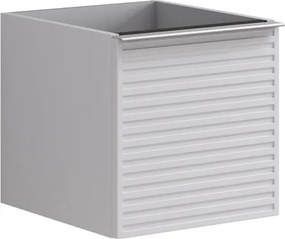 Cassettiera Pixel con 2 cassetti (1 interno) frontale Stripes laccato opaco bianco e maniglia alluminio brillante L.40 H.40 P.45,5 cm.