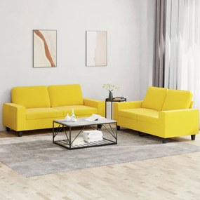 Set Di Divani 2 Pz Giallo Chiaro İn Tessuto /