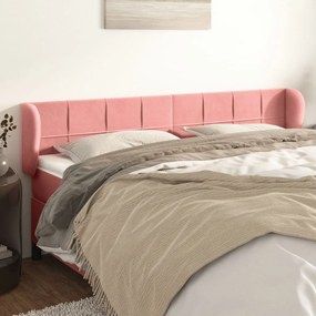 Testiera Ad Orecchio Rosa 183x23x78/88 Cm İn Velluto /