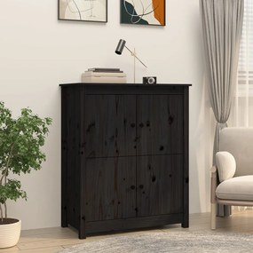Credenza Nera 83x41,5x100 Cm İn Legno Massello Di Pino /