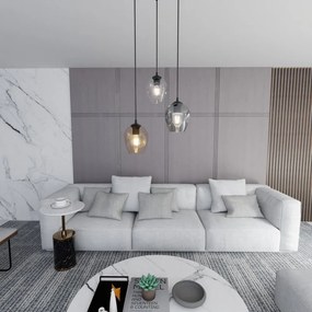 Lampadario a Sospensione in Acciaio e Vetro ISTAR 3 BL PREMIUM 3xE27 Colore delle Sfere Grafite, Trasparente, Ambrata