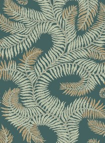Josephine Munsey Tapete Bombes Fernery - Teal/ Orange Highli