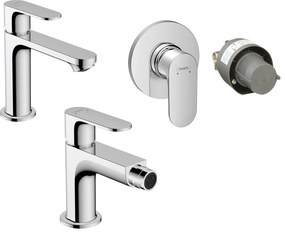 Hansgrohe Rebris S Set miscelatori lavabo coolstart bidet con scarico e doccia 1 via e parte incasso cromo 72519000+72210000+72648000