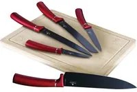 Set 5 coltelli manico rosso e tagliere Berlinger Haus