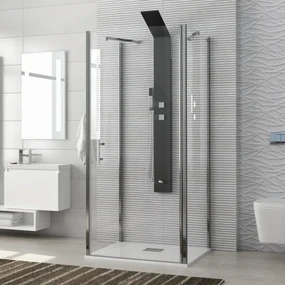Kamalu - Box doccia tre lati 90x90x90 apertura battente K2800AS2
