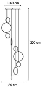 Lampada a sospensione di design bronzo scuro a 9 luci con LED dimmerabile a 3 livelli - Vide Anella