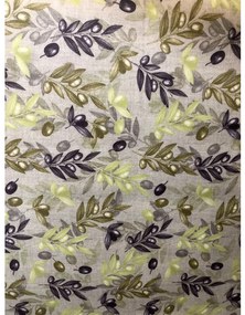 Tovaglia PVC tipo mollettone con stampa rami di ulivo – Olive nere e verdi