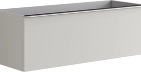 Mobile da bagno sospeso sotto lavabo Pixel plain 2 cassetti L 120 x H 40 x P 45.5 cm grigio pastello e maniglia alluminio brilllante