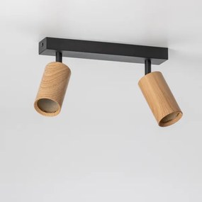 Brilagi - Faretto SELE 2xGU10/30W/230V nero/decorazioni in rovere