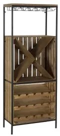 Portabottiglie DKD Home Decor Nero Naturale Metallo Abete 60 x 30 x 160 cm
