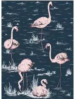 Cole & Son Carta da parati Flamingos Icons - Ink & Alabaster Pink