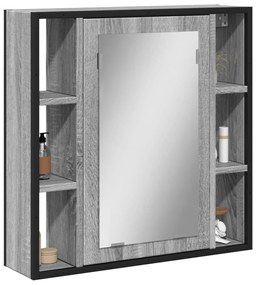 Mobile specchio da bagno grigio sonoma 60x16x60 cm multistrato