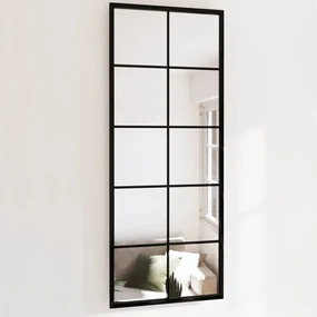 Specchio Da Parete Nero 100x40 Cm İn Metallo /