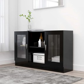 Armadietto Con Vetrina Nero 120x30,5x70 Cm Legno Multistrato /