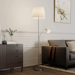 Lampada da terra Nantwin Lindby, Bianco / Opale, Soggiorno / Sala da pranzo, Tessuto / Stoffa / Seta, Moderno, Lampada da terra