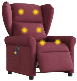 Poltrona Massaggiante Reclinabile Elettrica Rosso Vino Tessuto /