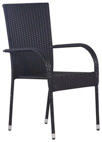 Set mobili da pranzo per giardino 7 pz in polyrattan nero