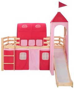 Letto a castello per bambini scivolo e scala in pino 208x230 cm