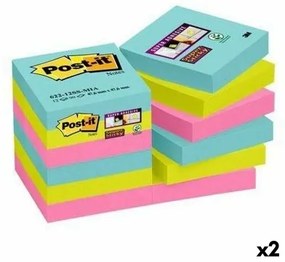 Set di Post-it Adesivi Post-it Super Sticky Multicolore 12 Pezzi 47,6 x 47,6 mm (2 Unità)