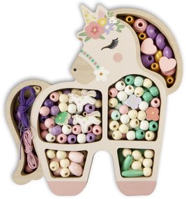 Perline di legno colori pastello – Unicorno, 170 pezzi