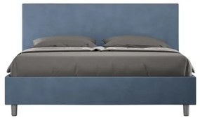 Letto matrimoniale e rete 160x190 in microfibra blu Adele