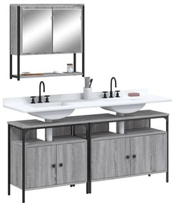 Set Mobili Da Bagno 3 Pz Grigio Sonoma İn Legno Multistrato /