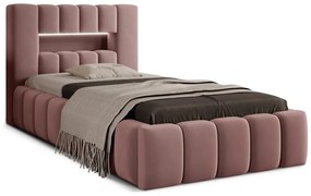 Letto singolo imbottito rosa con contenitore con rete inclusa 90x200 cm Lamica – ELTAP