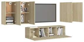 Set porta tv 6 pz rovere sonoma in truciolato