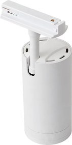 Faretto moderno bianco per sistema di illuminazione su binario monofase con LED orientabile e inclinabile - Iconic Zoom