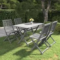 Set da Pranzo per Giardino 5 pz Legno Massello di Acacia Grigio 3057870