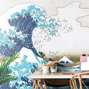 Carta da parati autoadesiva – Riproduzione La grande onda di Kanagawa - Katsushika Hokusai