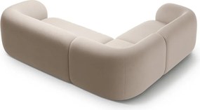 Divano angolare beige (con penisola a sinistra/a L) con rivestimento in velluto Kate – Micadoni