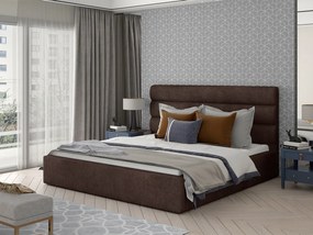 Letto matrimoniale con box contenitore Provenza - 160 x 200 cm , Tessuto marrone