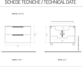 Mobile sospeso bagno 80 cm in nobilitato BALI Bianco Nordico
