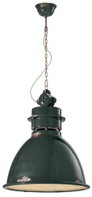 Lampadario Industrial Ferro E Ceramica Vintage Nero 1 Luce E27 50Cm