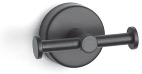 Kamalu - Appendiabiti bagno con doppio gancio laterale in acciaio inox nero opaco | Monde-N