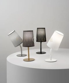 Lampada da tavolo in metallo bcromo spazzolato paralume grigio mash...