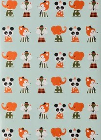 Ferm Living Carta da parati marionette - dusty green/ coral/ olive/ black