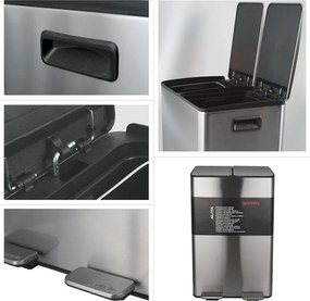 Cestino per la spazzatura color argento opaco in acciaio per raccolta differenziata/con pedale 2x30 l Aliya – Spirella