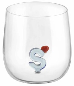 Bicchiere lettera S cuore in vetro borosilicato design Benny Setti