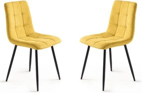 Sedia da pranzo in tessuto Giallo gambe metallo nere - KATERINE 2 sedie